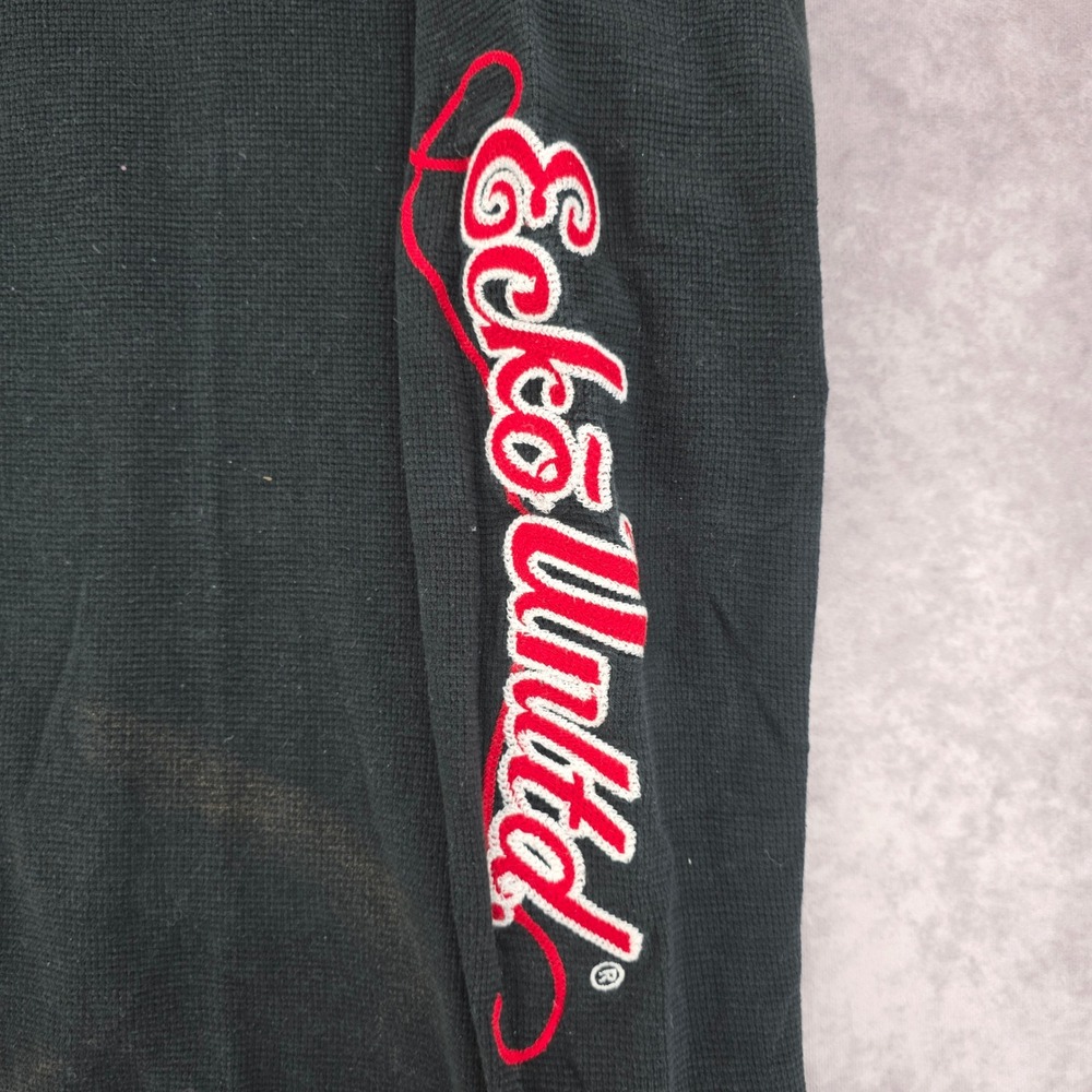 Vintage Ecko Unltd Mens L Waffle Knit Thermal Long Sleeve Shirt Black Sleeve Hit - Picture 3 of 9